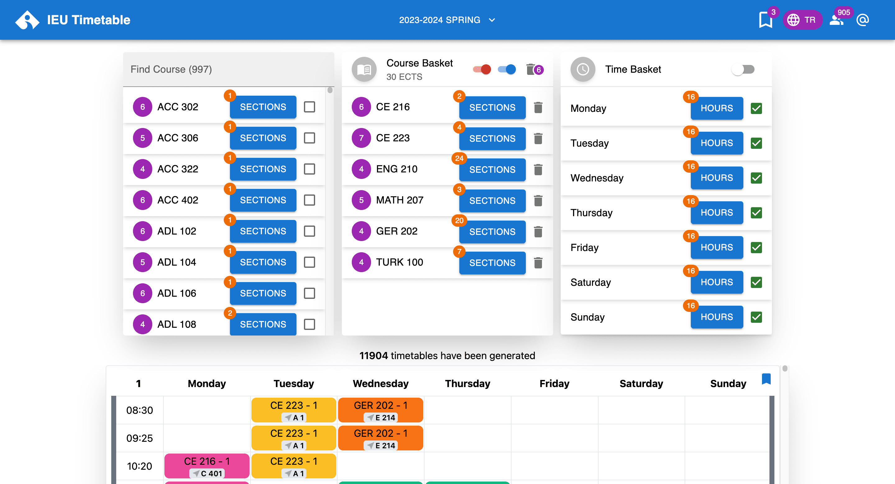 IEU Timetable